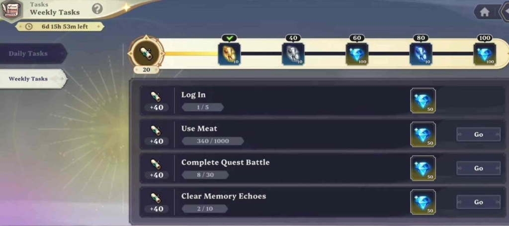 Complete Daily Tasks and Weekly Tasks