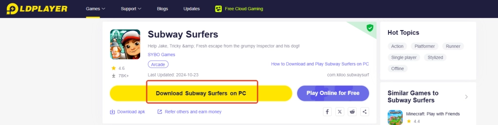 How to Download and Play Subway Surfers on PC -Beginners Guide