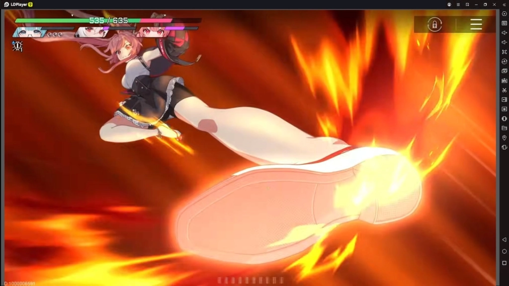 Karakter Chaos Zero Nightmare: Priscilla yang sedang menendang.