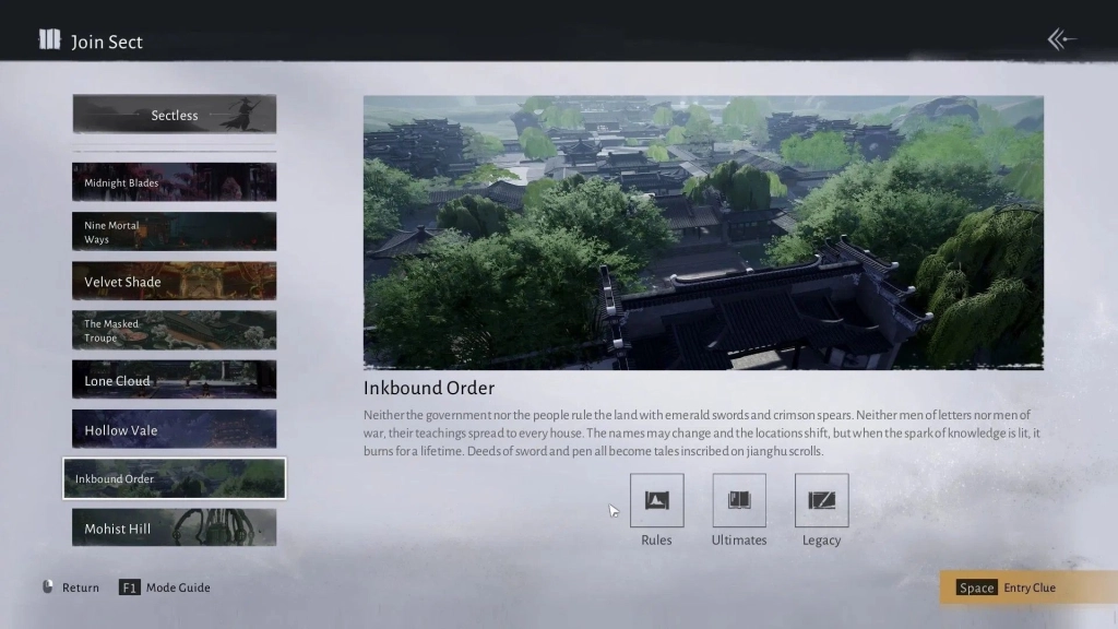 Секта Inkbound Order в игре Where winds meet