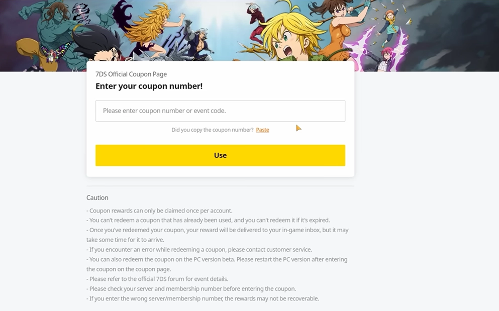 Códigos de canje 2025 — Seven Deadly Sins: Grand Cross