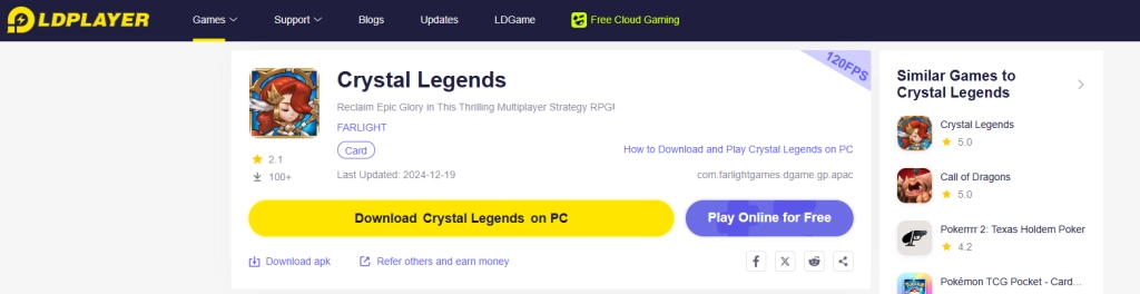 How to Download and Play Crystal Legends on PC in 3 Steps