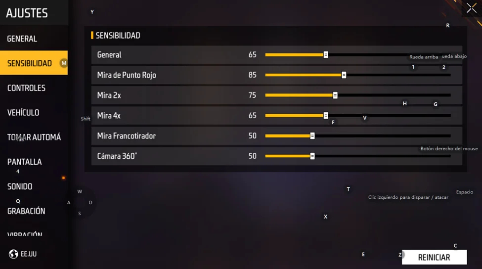 Configuración de teclas de habilidades (mapeo Free Fire)