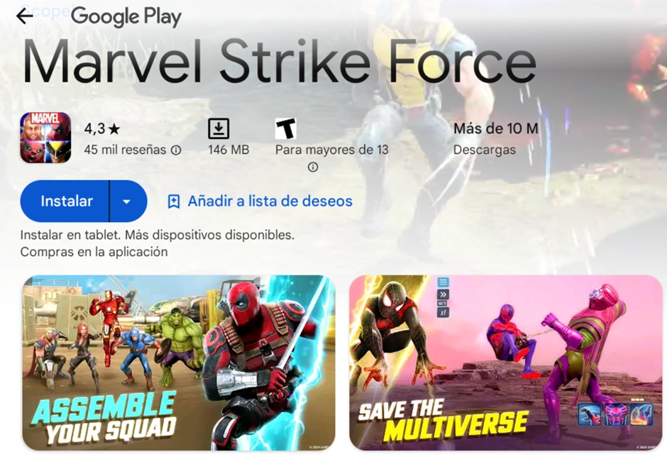 Juegos de Marvel con Deadpool y Wolverine para PC/Android