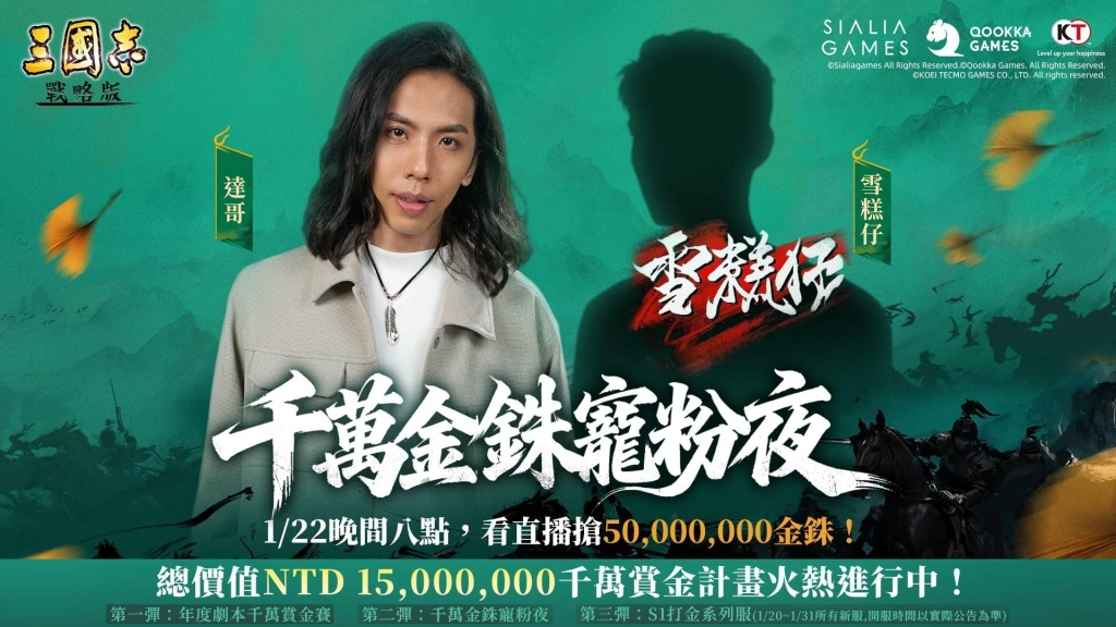 《三國志・戰略版》「千萬賞金計畫」正式開啟，總價值1500萬台幣豐厚豪禮等你來拿