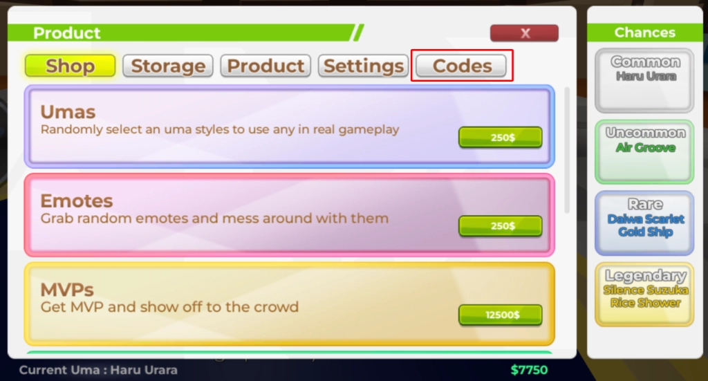 Full bộ code UMA Racing Roblox - Hướng dẫn cách nhập chi tiết