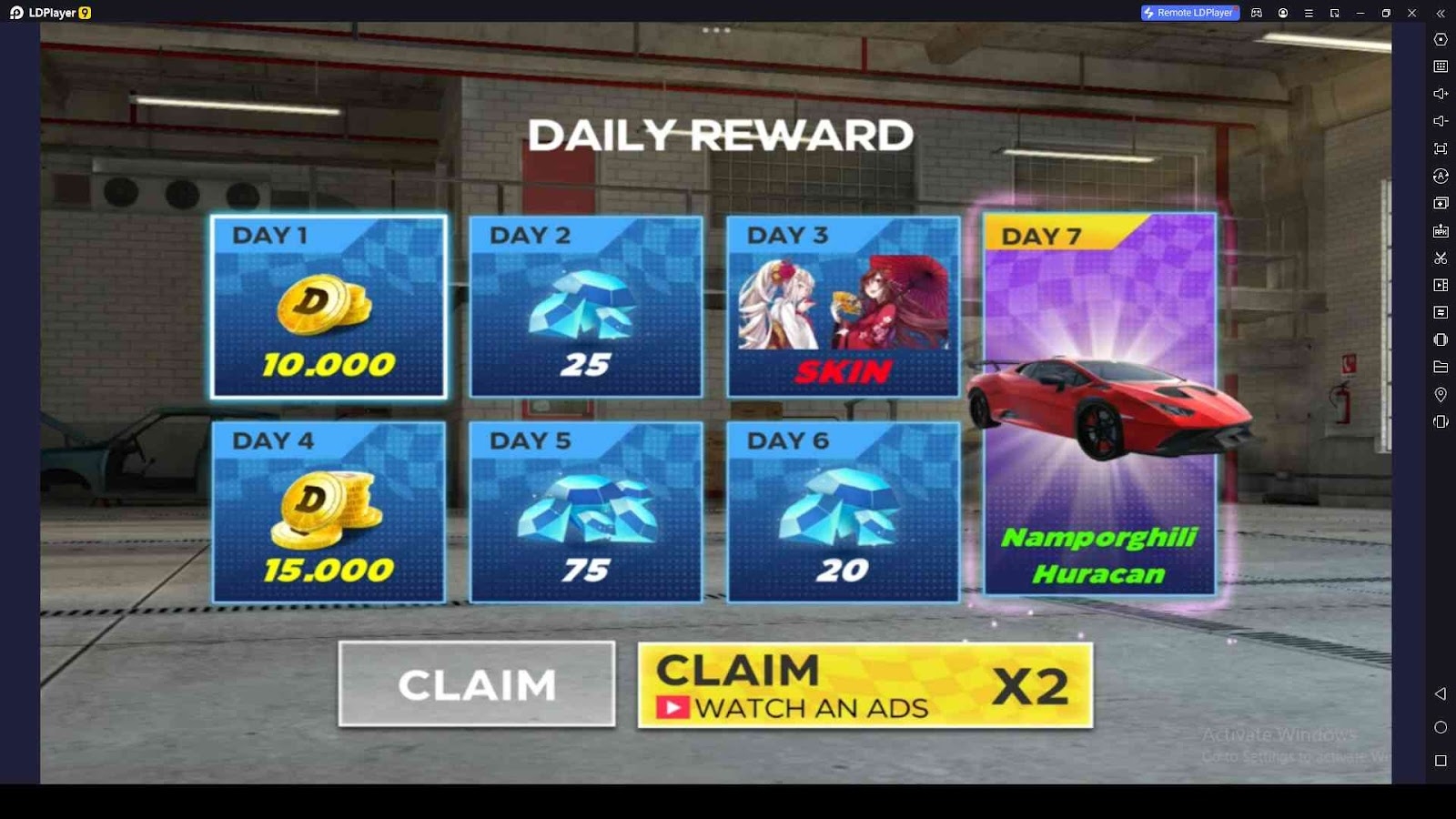 Check through the Daily Rewards