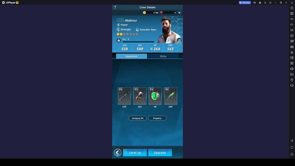 Equipment to be Used in the Ace Fishing: Crew