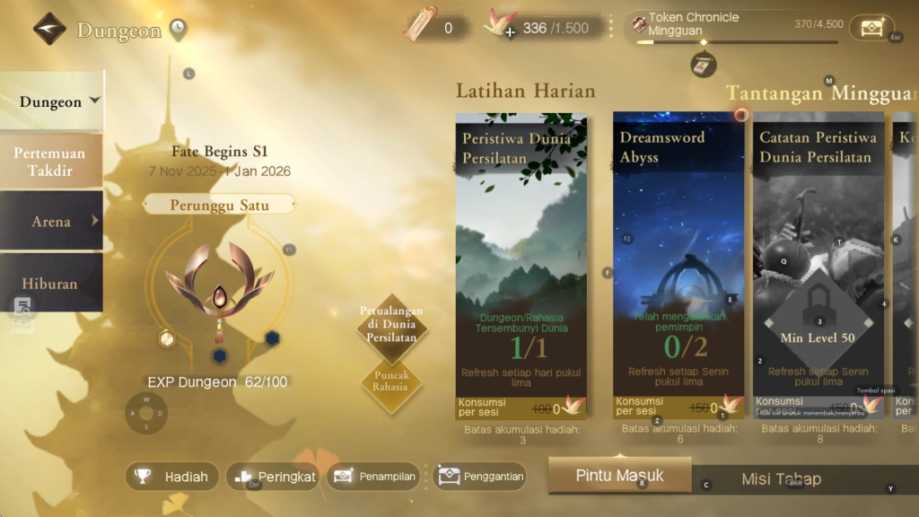 Dungeon harian dan mingguan