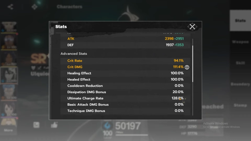 Best Stats for Ulquiorra