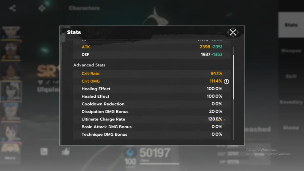 Best Stats for Ulquiorra