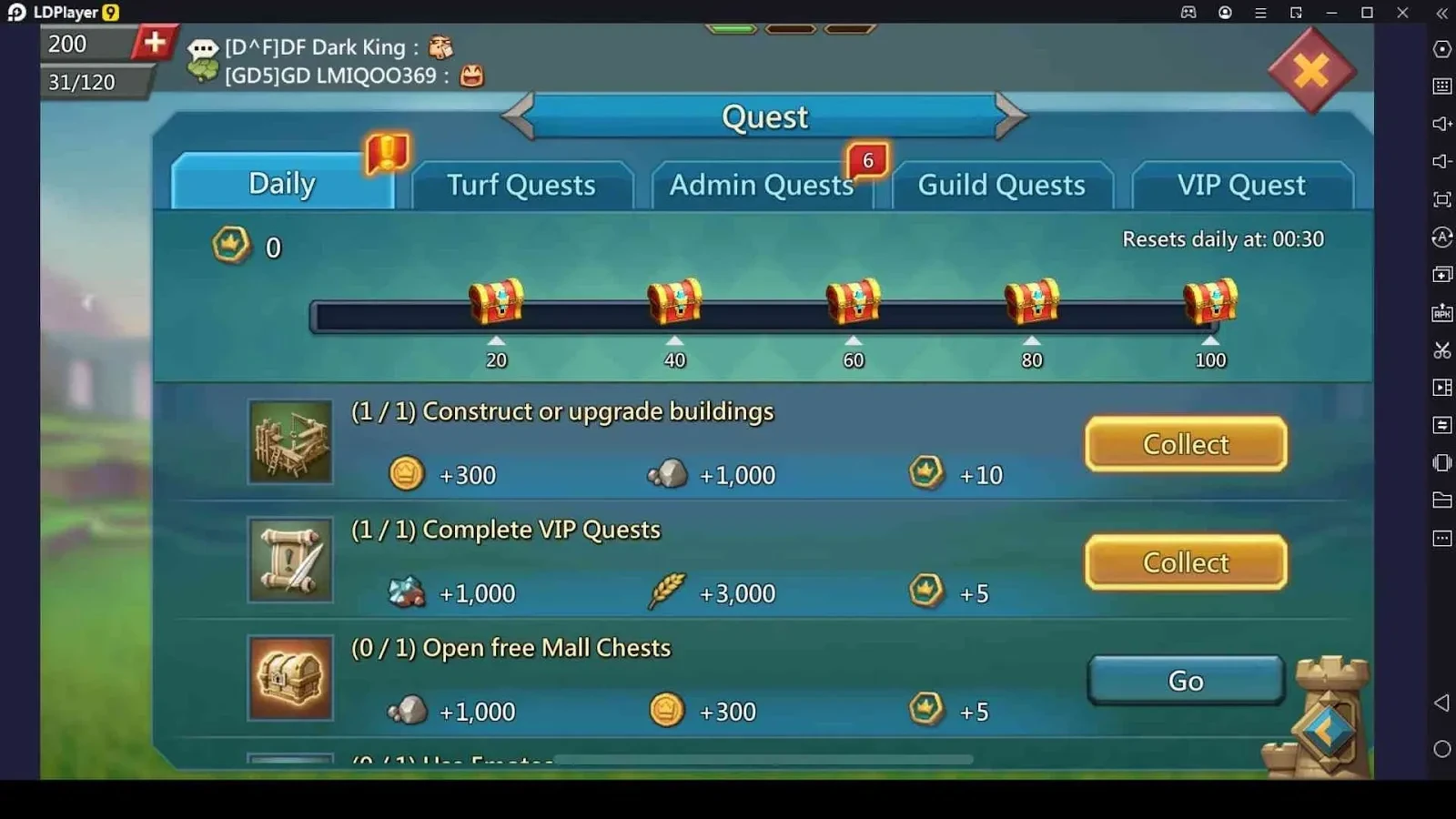 Daily Quests for Loads of Resources