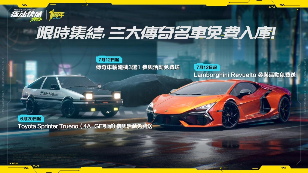 《極速快感：集結》現正推出全新版本，火箭飛鼠玩法重磅來襲 超狂福利 3 台金車、2 萬鑽石與 200 抽等你拿，一同慶祝品牌周年！
