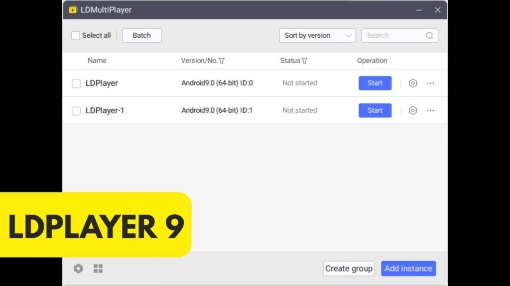 Tampilan multi instance LDPlayer 9 dengan dua buah instance yang aktif