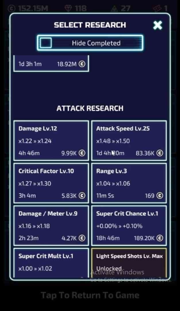 Research Priorities by Game Stage
