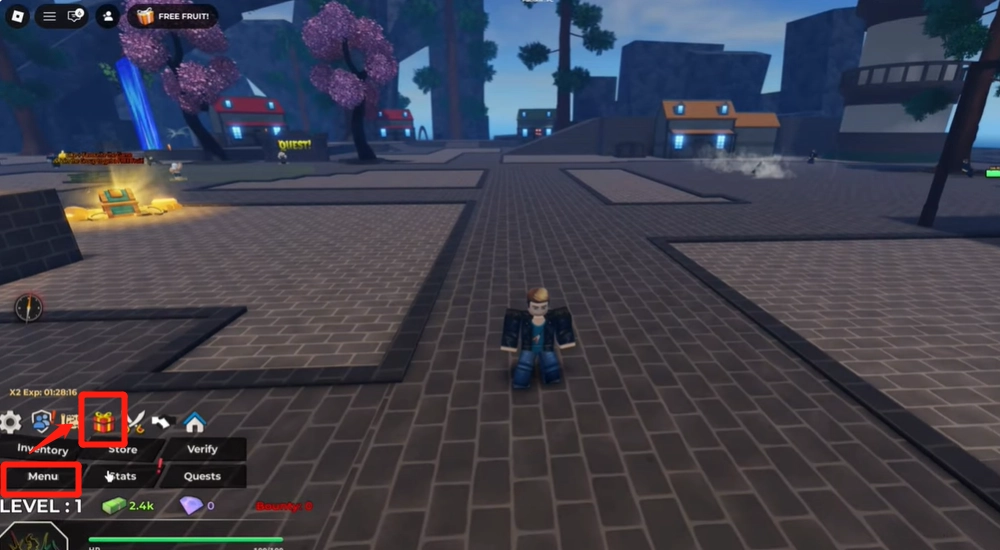 Click the Menu button on the left side of the screen.