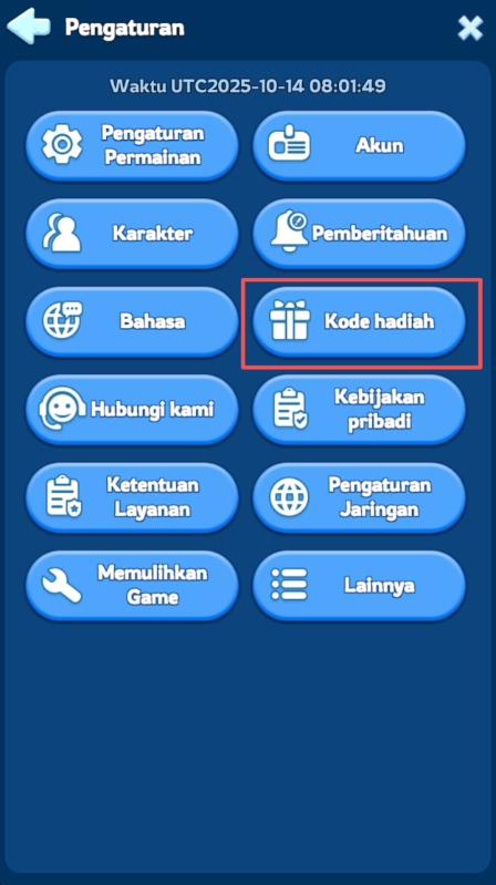 Klik tombol kode hadiah