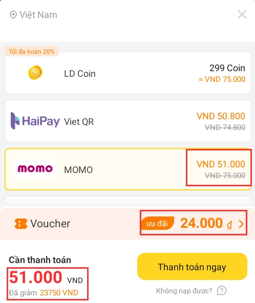 Mừng Đại Lễ 30/04~01/05: Nhận voucher nạp LD Game mới!