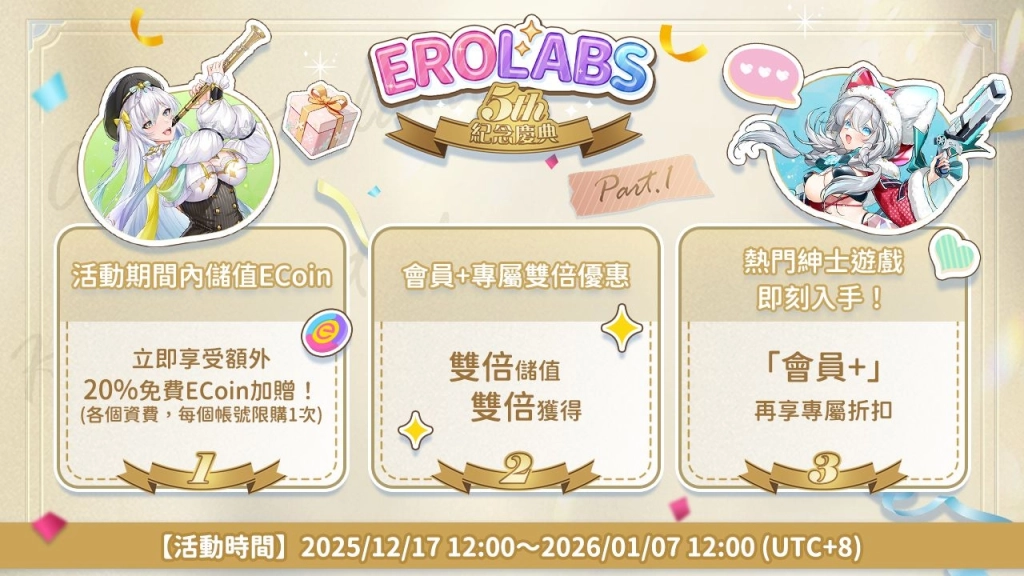 五年相伴超感謝!EROLABS 五週年推出回饋活動與玩家狂歡