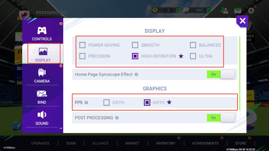 Adjust display and graphics