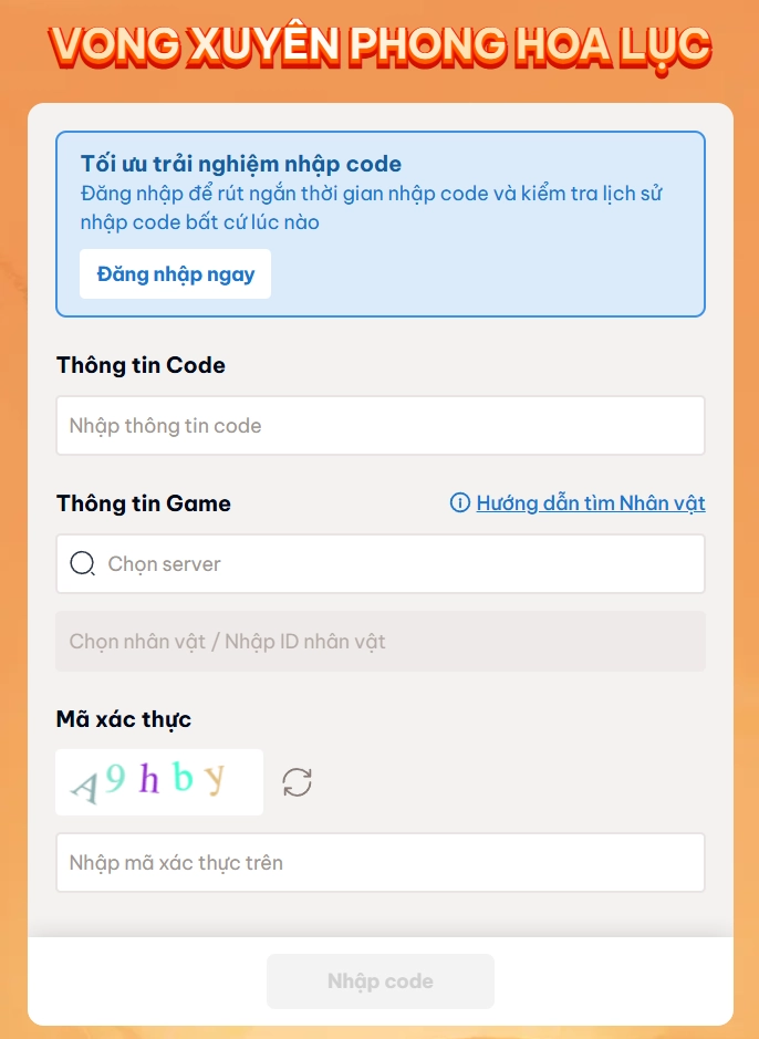 Full bộ code Vong Xuyên Phong Hoa Lục - Hướng dẫn cách nhập chi tiết