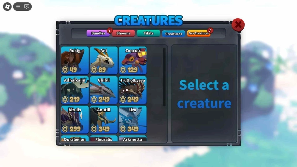 What is the List of Creatures of Sonaria Value