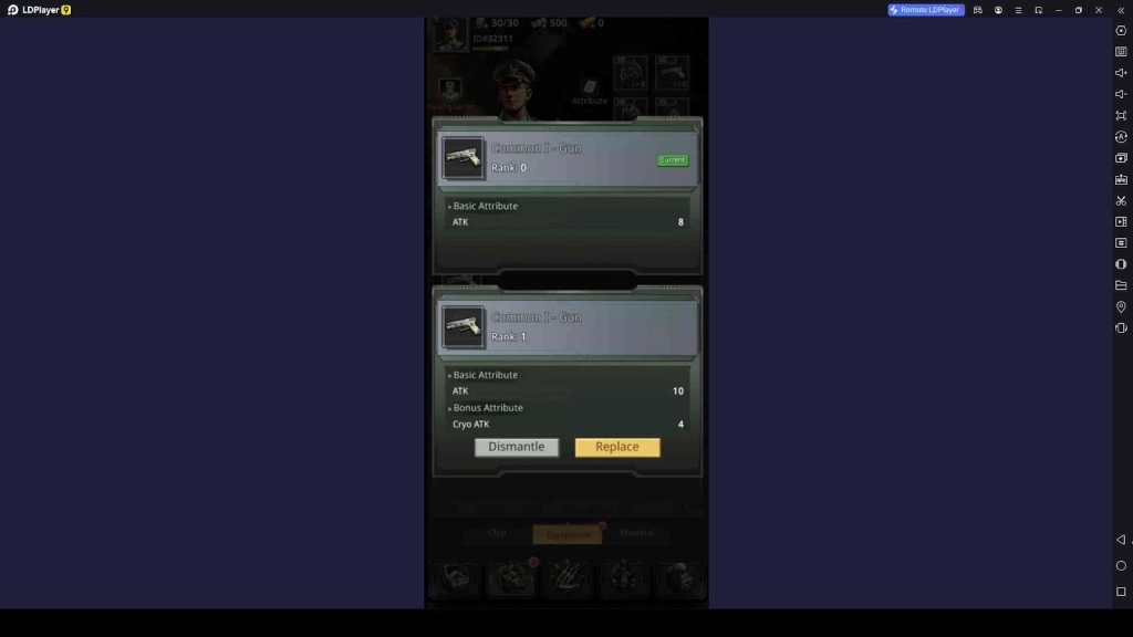 Add Equipment from the Backpack