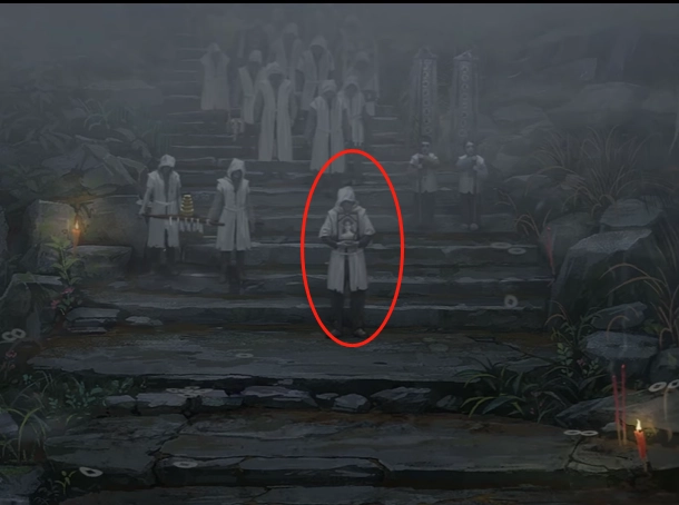 Take the Memorial Photo from the mourner's hand.