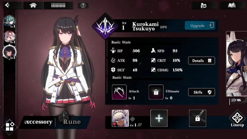 Kurokami Tsukuyo Stats