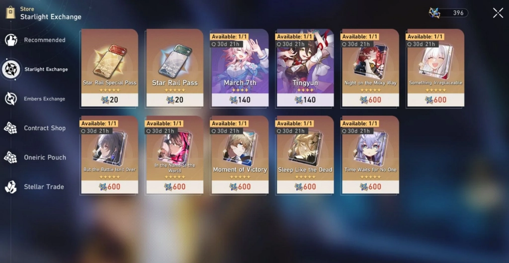 Honkai: Star Rail Tienda