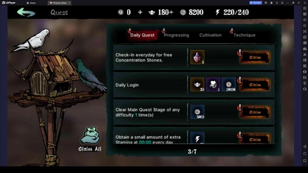 Check the Quests to Claim Rewards