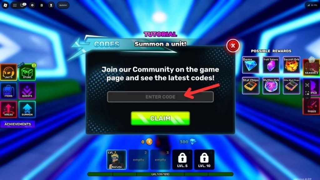 Redeem Process For the Roblox Anime Story Codes