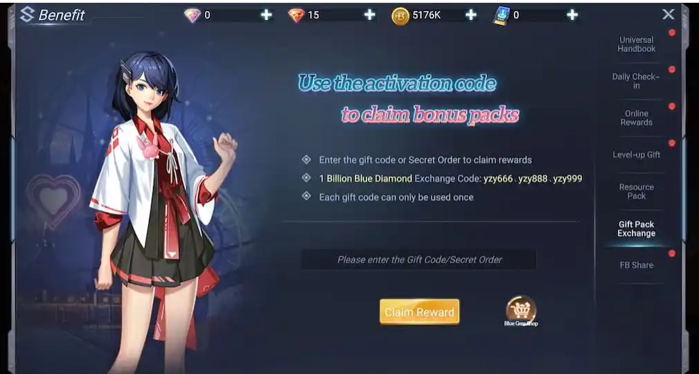 Redeeming Process for the Codes 