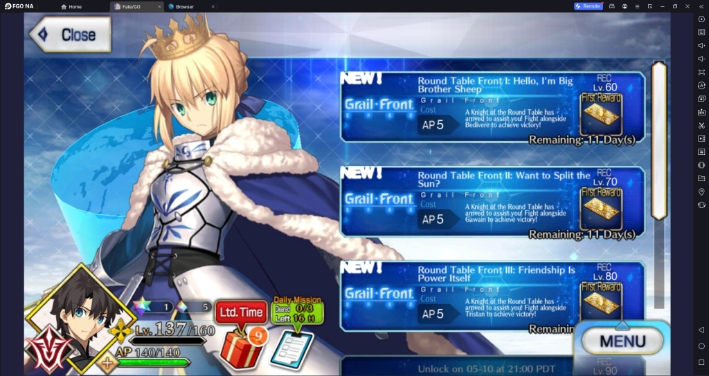 Fate/Grand Order Grail Front: My Super Camelot Event Guide