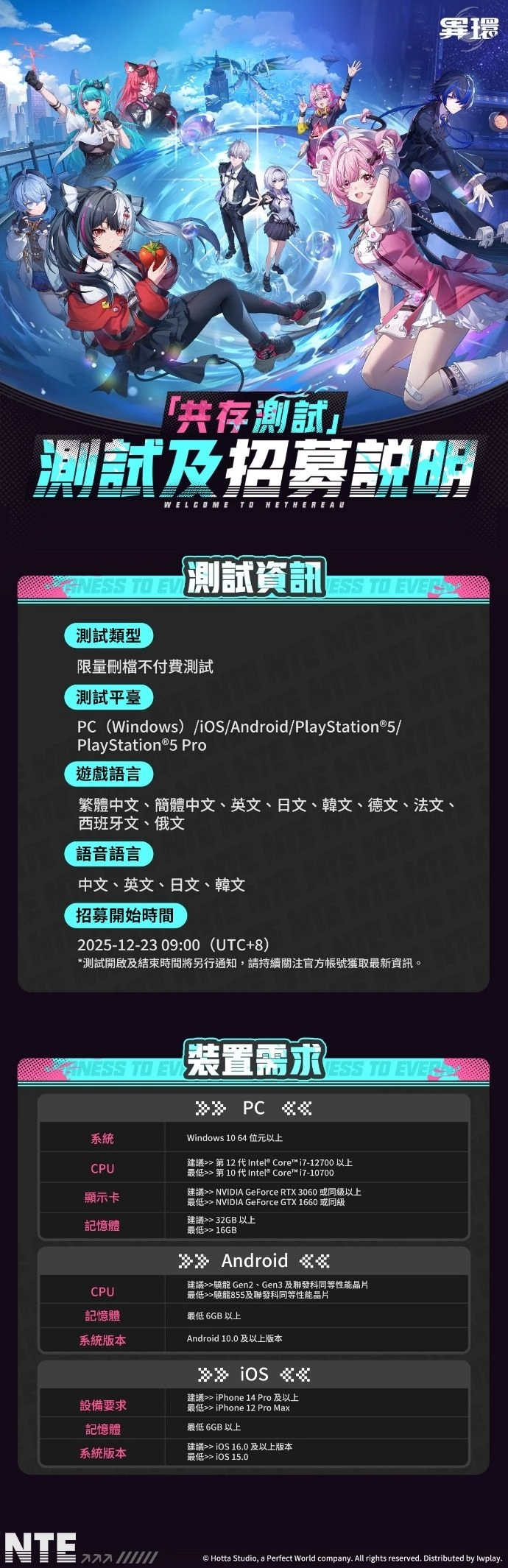 《異環》釋出「共存測試」預告影片,同步開啟多平台限量招募測試活動!