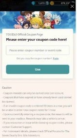 Redeeming Process for the Codes in The Seven Deadly Sins: IDLE Redeeming Process for the Codes in The Seven Deadly Sins: IDLE