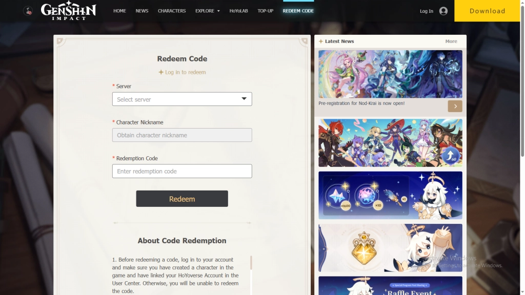 How to Redeem Genshin Impact Codes
