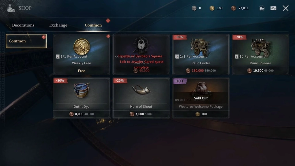 Material Acquisition for Crafting