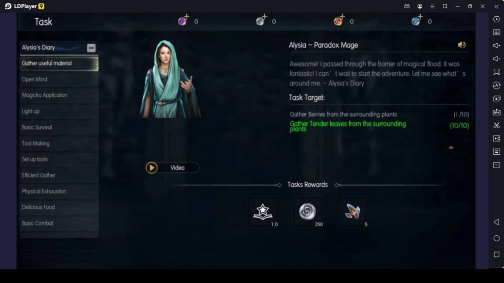 Tasks in Alysia's Diary