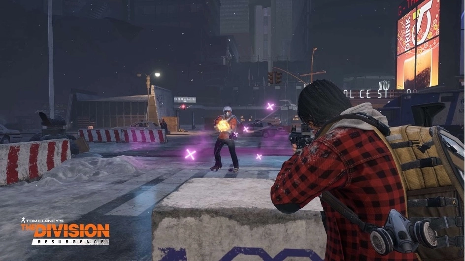 An SHD agent using the cover-to-cover movement system during a tactical firefight in the open world of The Division Resurgence.