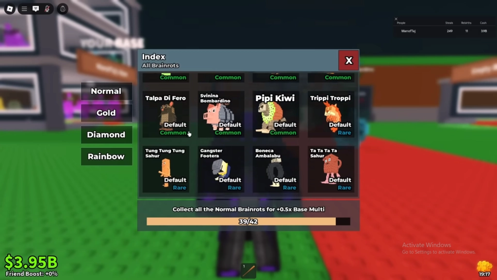 Buying Secret Brainrots from the Conveyor Belt