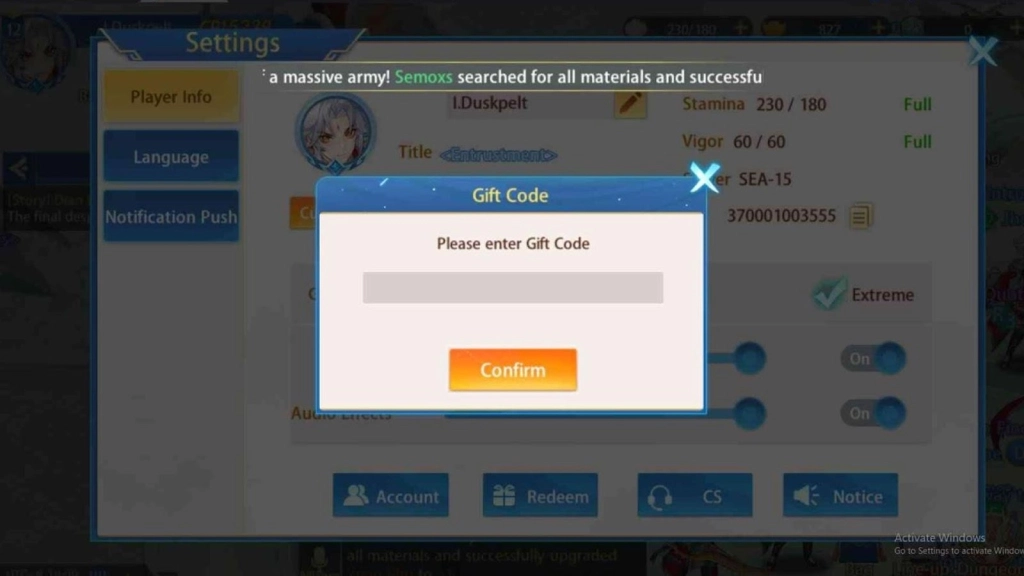 Redeeming Process for Codes