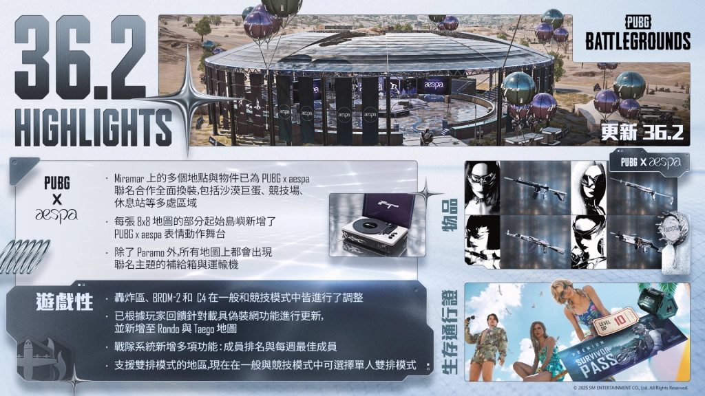 《絕地求生》更新項目 36.2 上線，aespa 正式登陸絕地戰場！