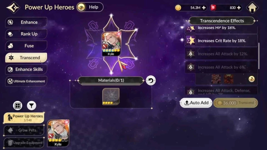 Transcendence Bonuses