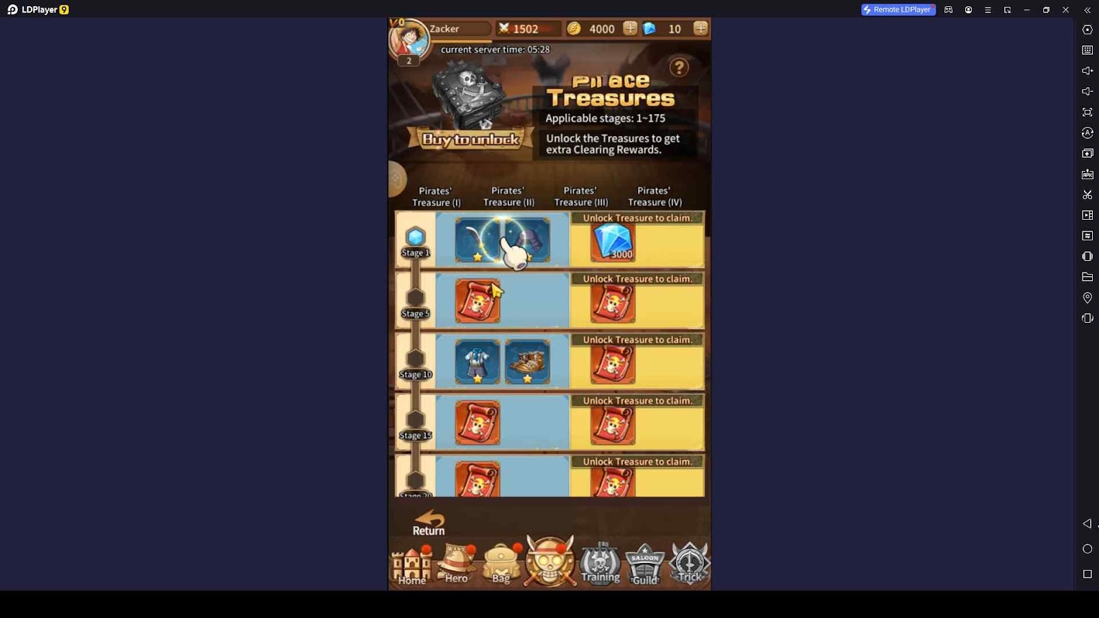 Check through the Pirate Treasure Rewards