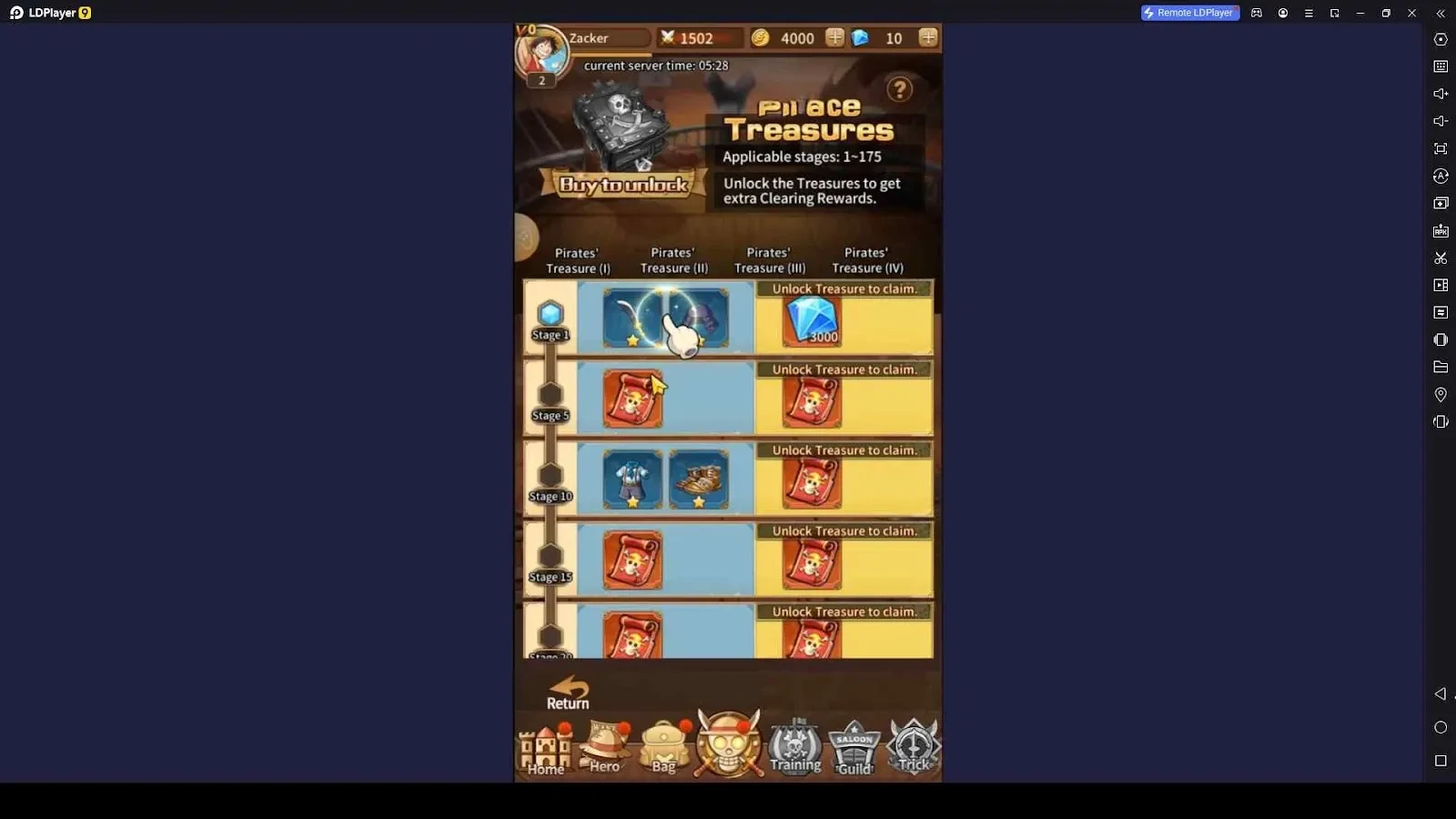 Check through the Pirate Treasure Rewards