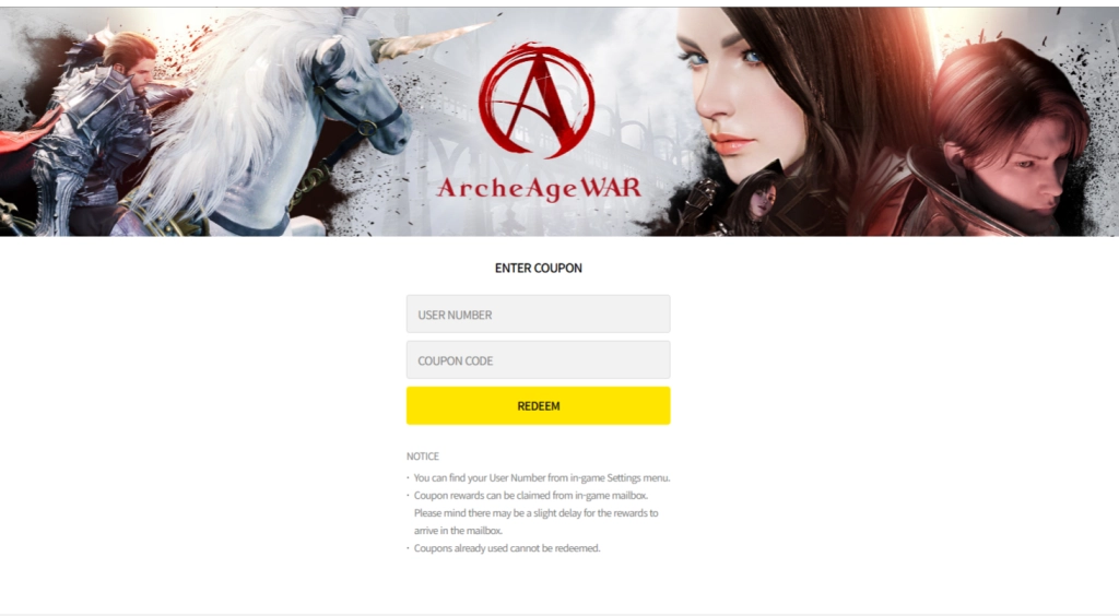 Redeeming Process for the Codes in ArcheAge WAR
