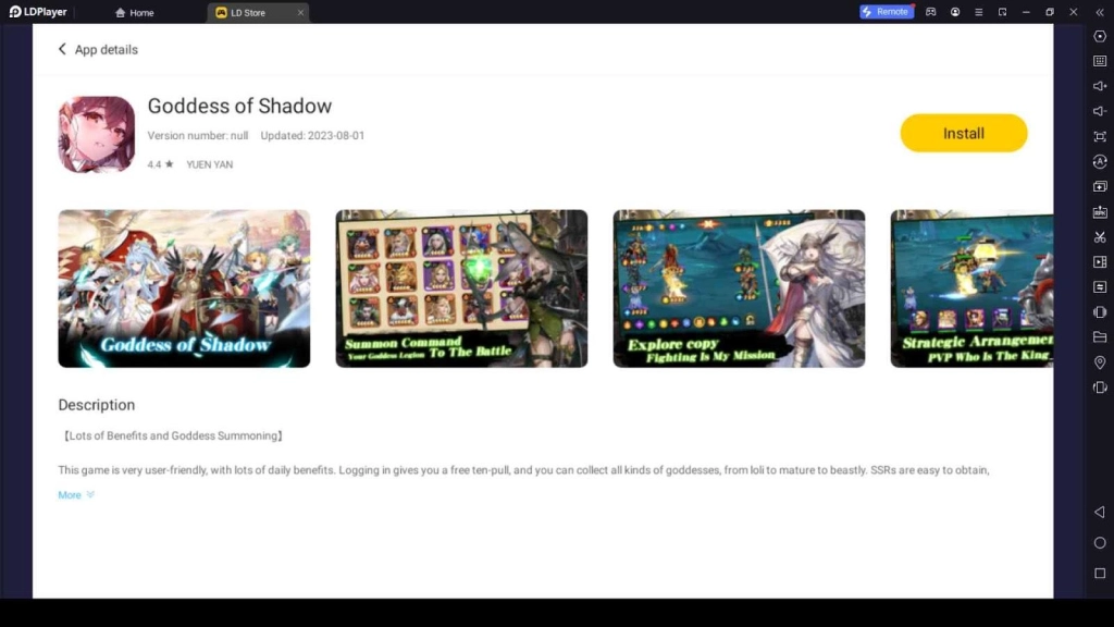 Playing Goddess of Shadow on LDPlayer 9 Playing Goddess of Shadow on LDPlayer 9