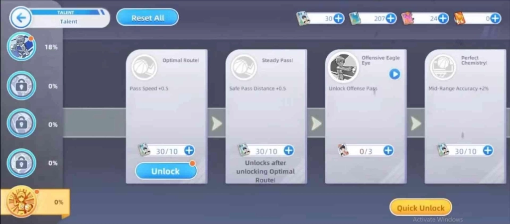 Unlock and Upgrade Player Talents