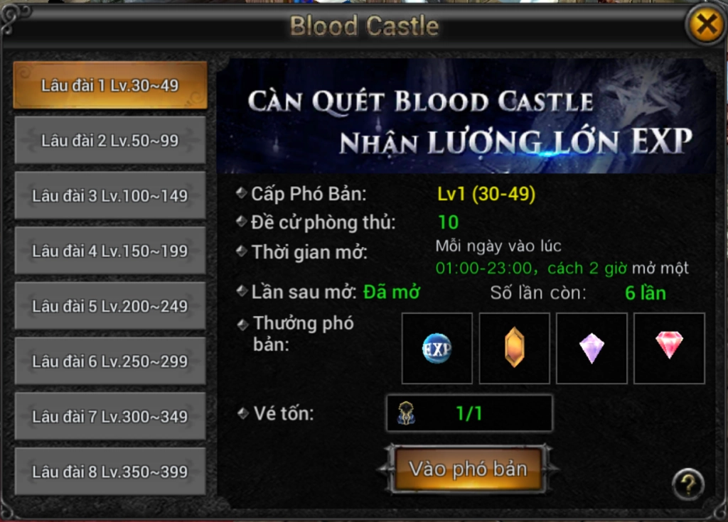 MU Lục Địa VNG: Hướng dẫn chi tiết Blood Castle